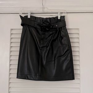 Zara Black Leather Paperbag Skirt